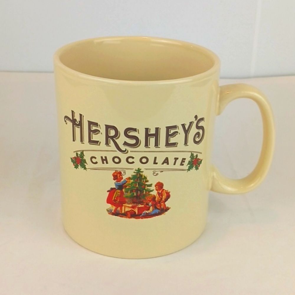 Hershey's chocolate ceramic Ivory holiday oversized jumbo coffee cup 24 oz